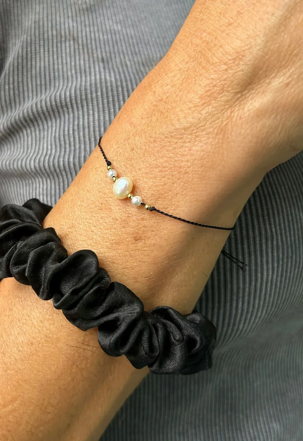 Bransoletka Szczęścia - czarny sznurek